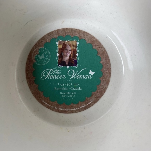 Pioneer Woman Flea Market Ramekins 4" Green Floral Burst Set Of 2 Rare New - Picture 3 of 10